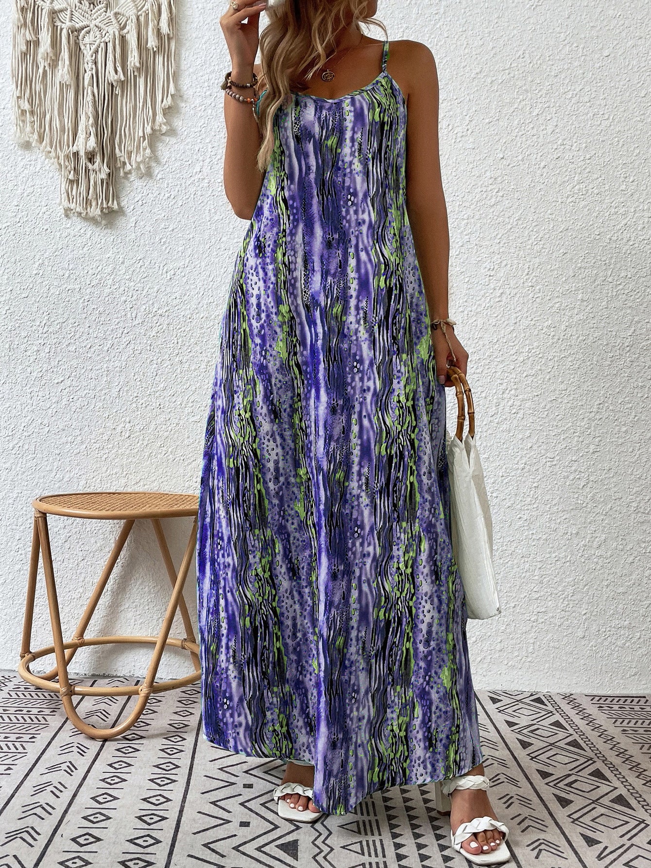 Popular Casual Women's Fashion Printing Slip Dress