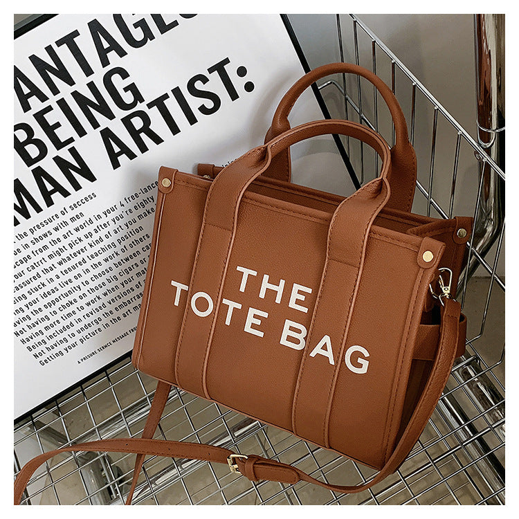 Women's Trendy Solid Color Letter Large Capacity Shoulder Bags