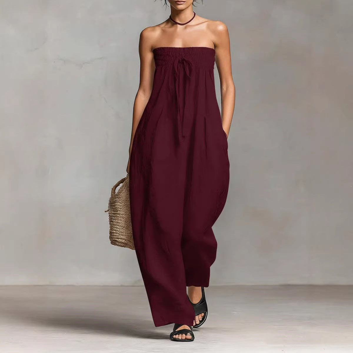 Cool Women's Spring Tube Smocking Strapless Tops
