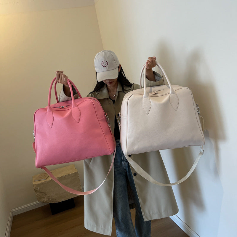 Men's Leather Traveling Cylinder Waterproof Large Capacity Travel Bags