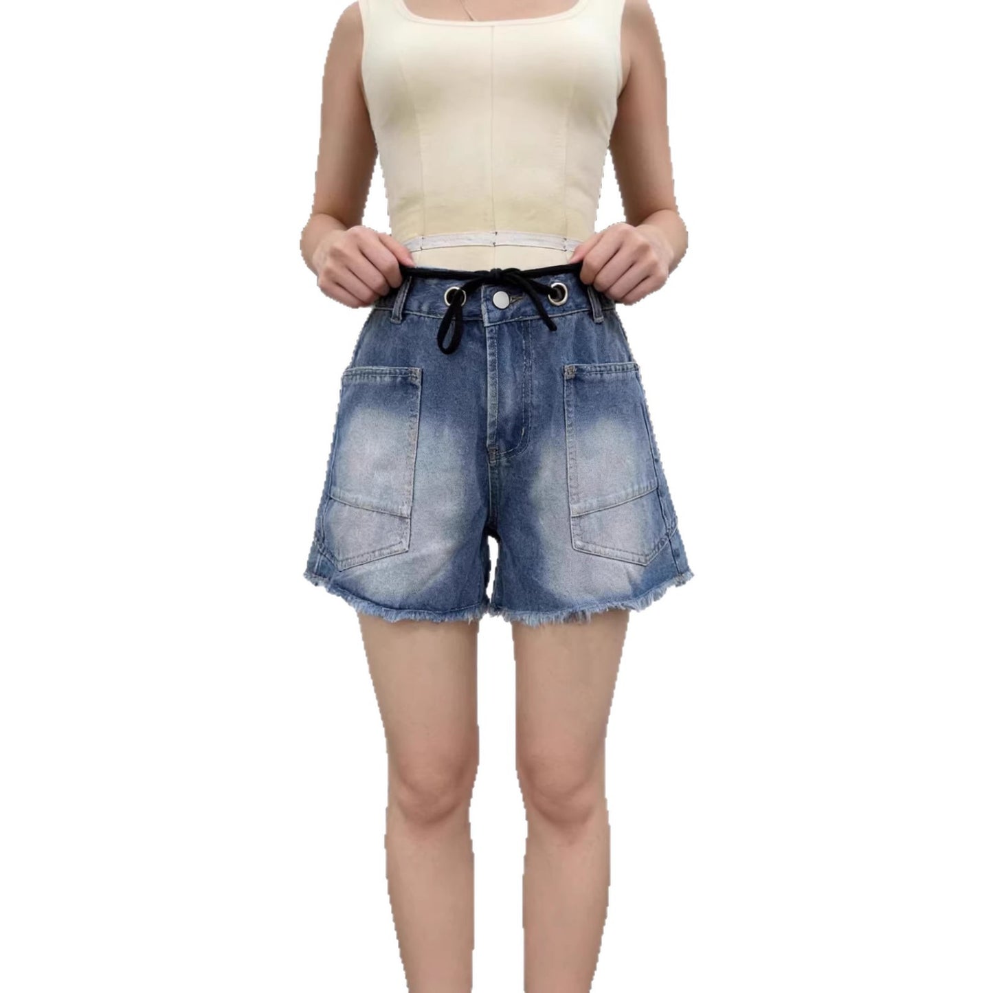 Women's Ripped Stretch Washed Fashionable Casual Worn Shorts