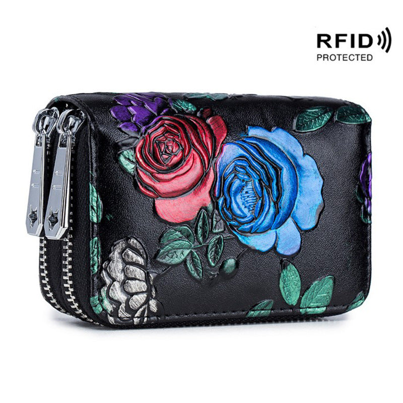 Women's Cowhide Large Capacity Multiple Slots Scanning Purses