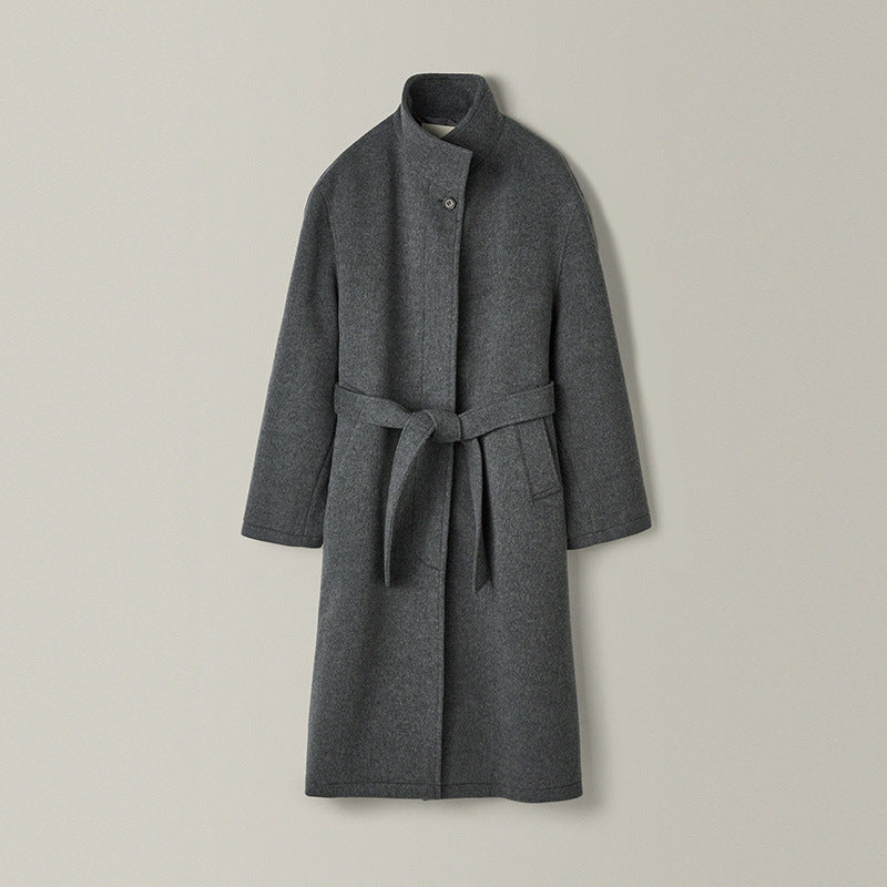 Women's Collar Wool Overcoat Korean Hepburn Profile Coats