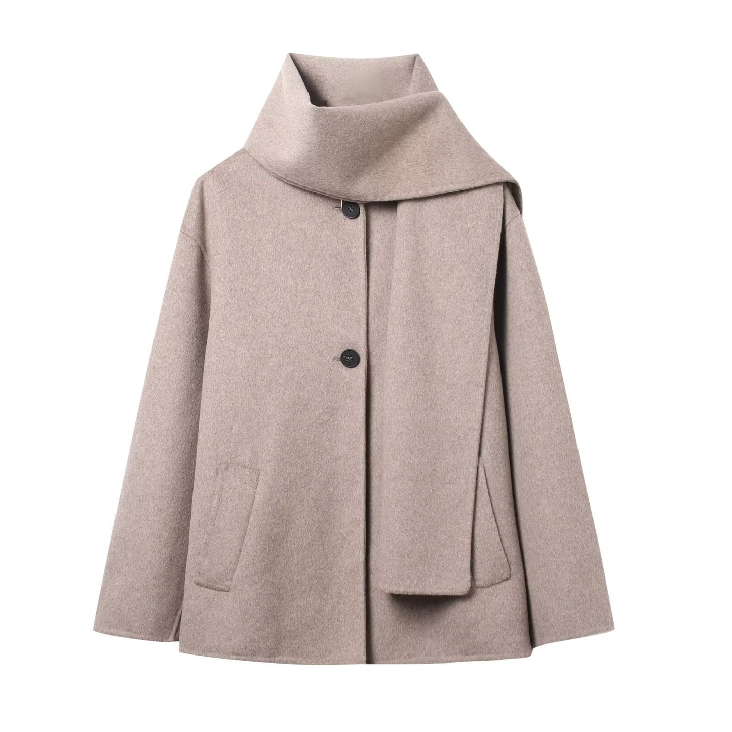 Women's Fashion Casual Wool Blended Textile Scarf Coats