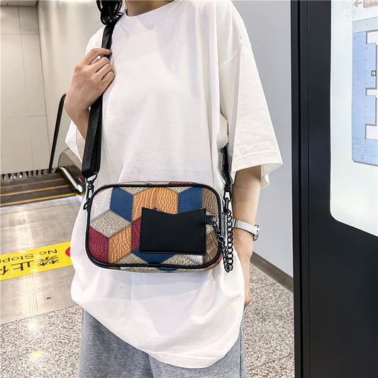Women's & Men's & Stitching Lightweight Mini Fashionable Niche Men's Messenger Bags