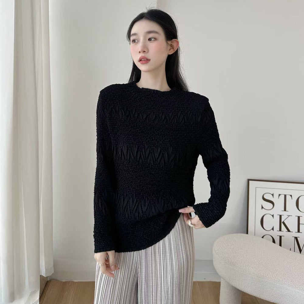 Autumn Round Neck Bottoming Shirt Temperament Western Blouses