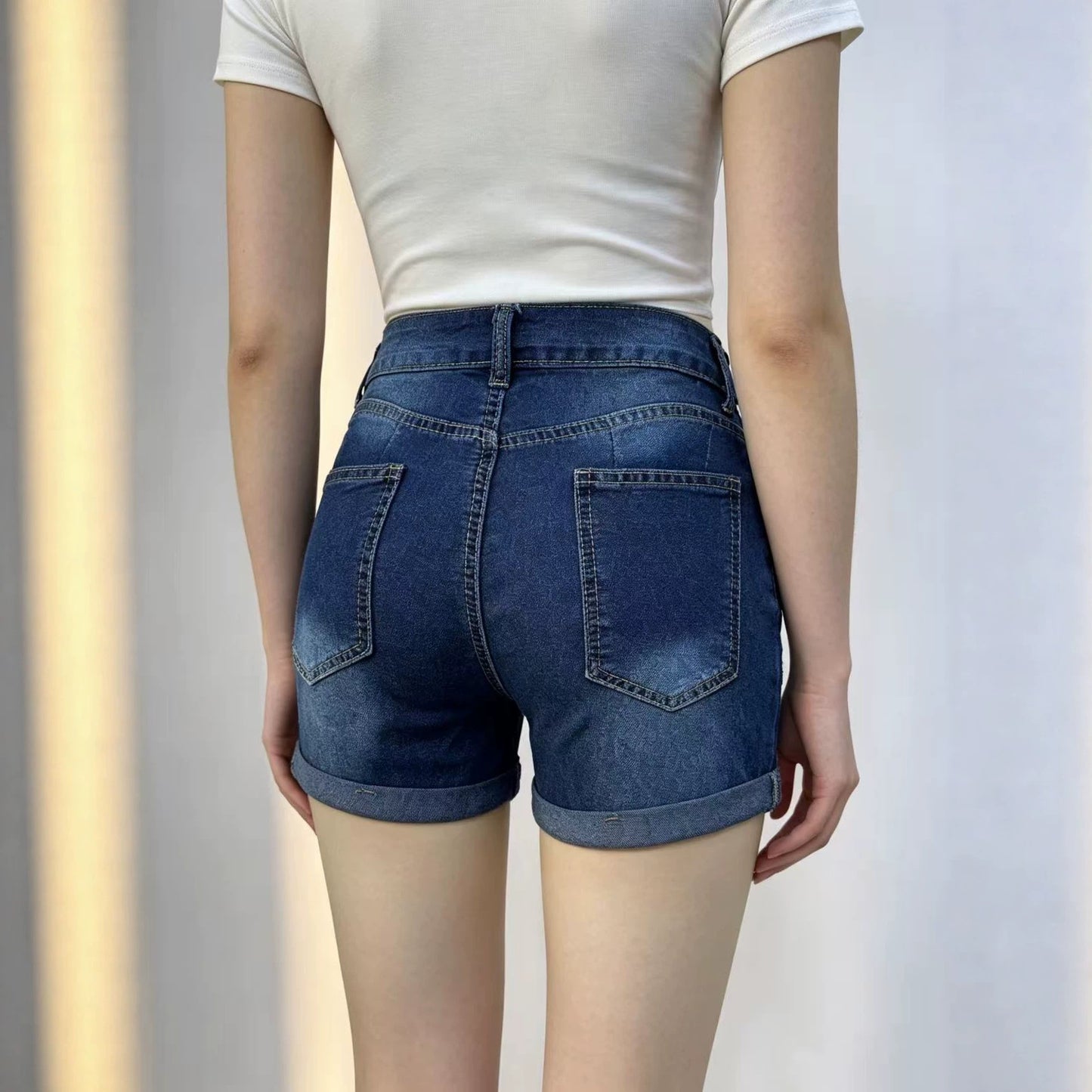 Women's Source Summer Casual Cool Denim Flanging Shorts