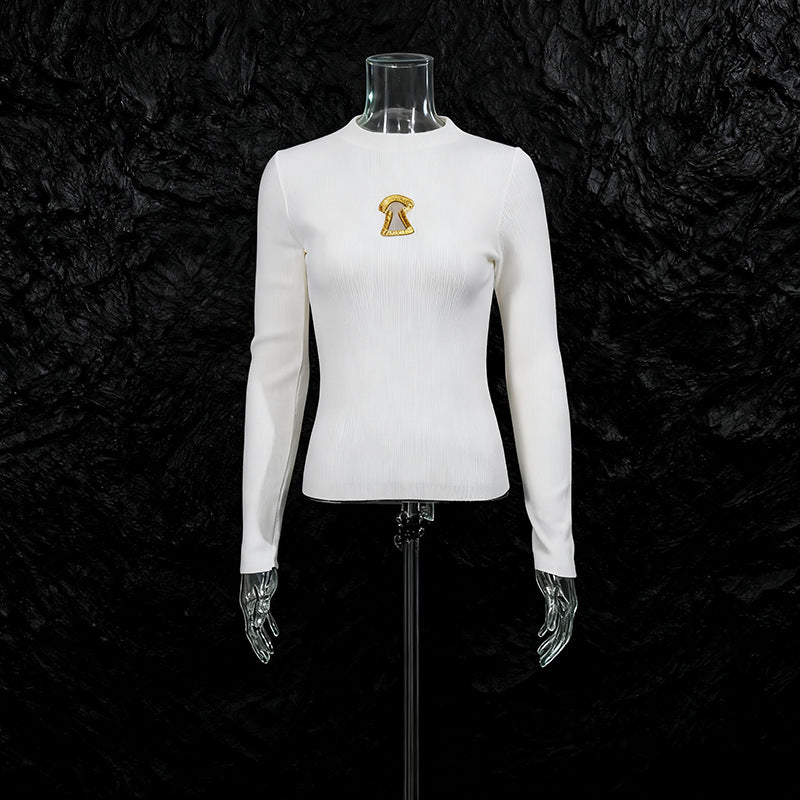 Sexy Hot Metal Hollow Decorative Slim Fit Slimming Sweaters