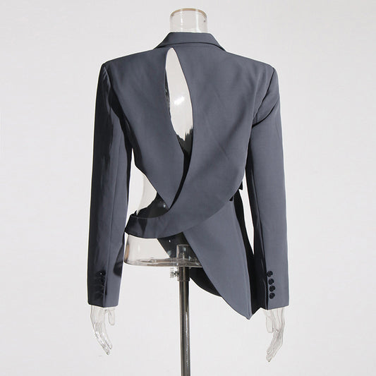 Sneaky Design Asymmetric Small Niche Midriff Blazers