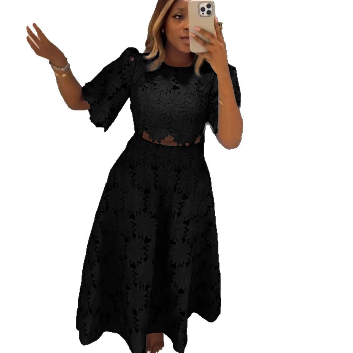 Women's French Style Design Hollow Fashion Casual Suits