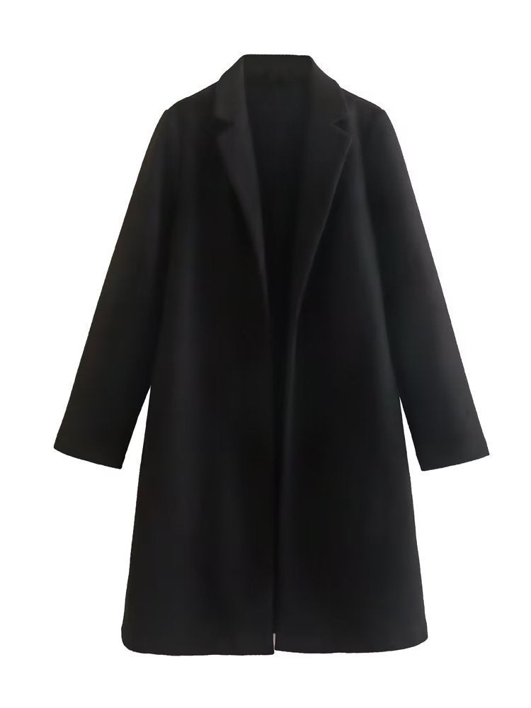 Women's Solid Color Simple Loose Temperament Woolen Coats