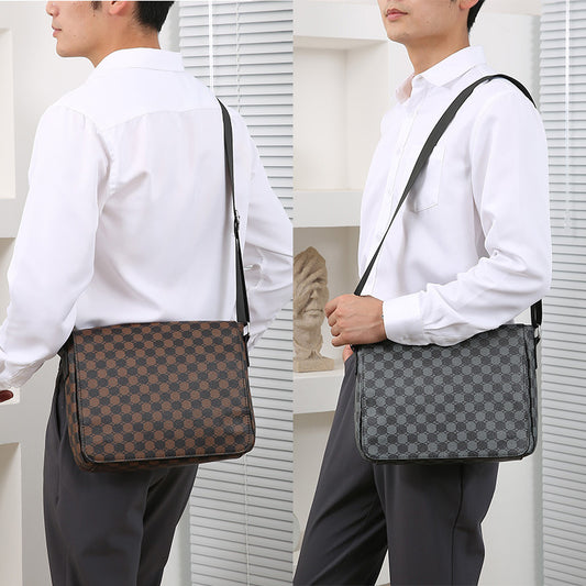 Men's Flip Fashion Horizontal Leisure Computer Plaid Bags