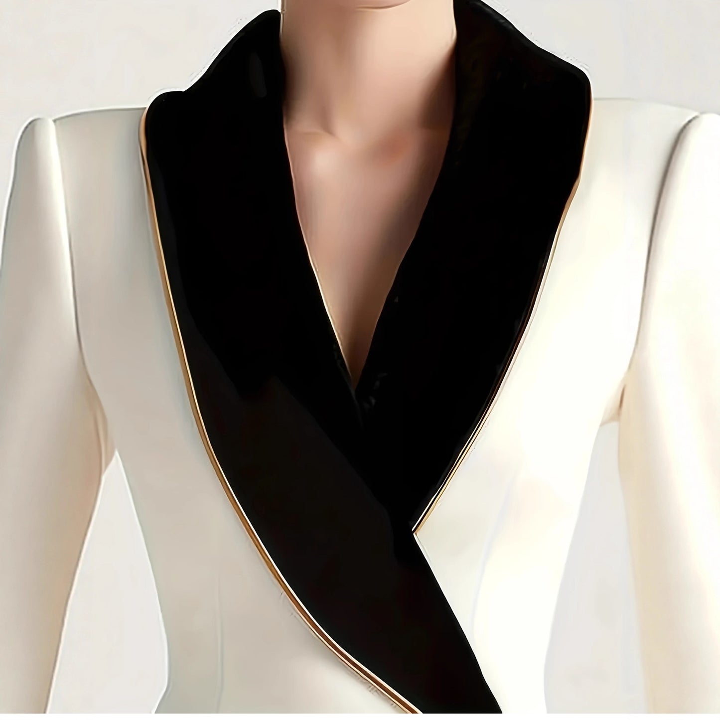 Women's Irregular Gold Edge Pearl Button Long Clothing