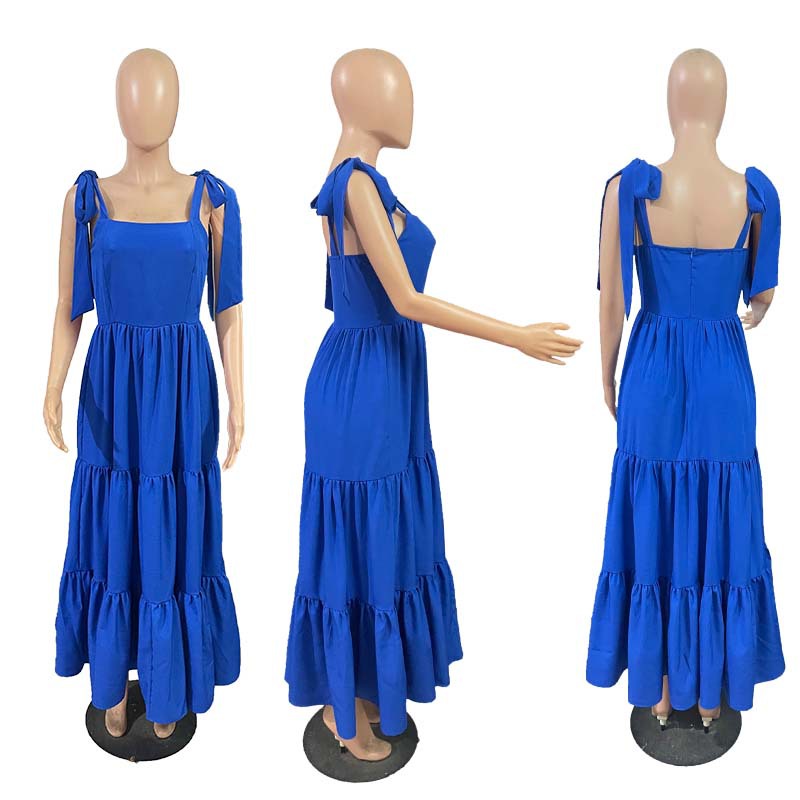 Women's Fashion Sweet Bow Tie Long Waist Dresses