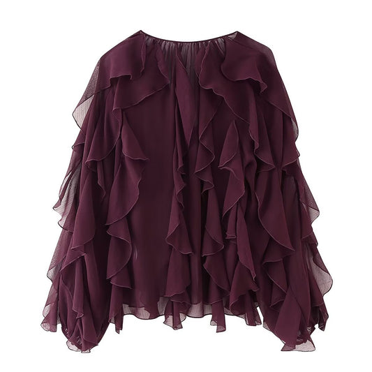Women's Homemade Classic Fashion Laminated Decoration Shirt Blouses