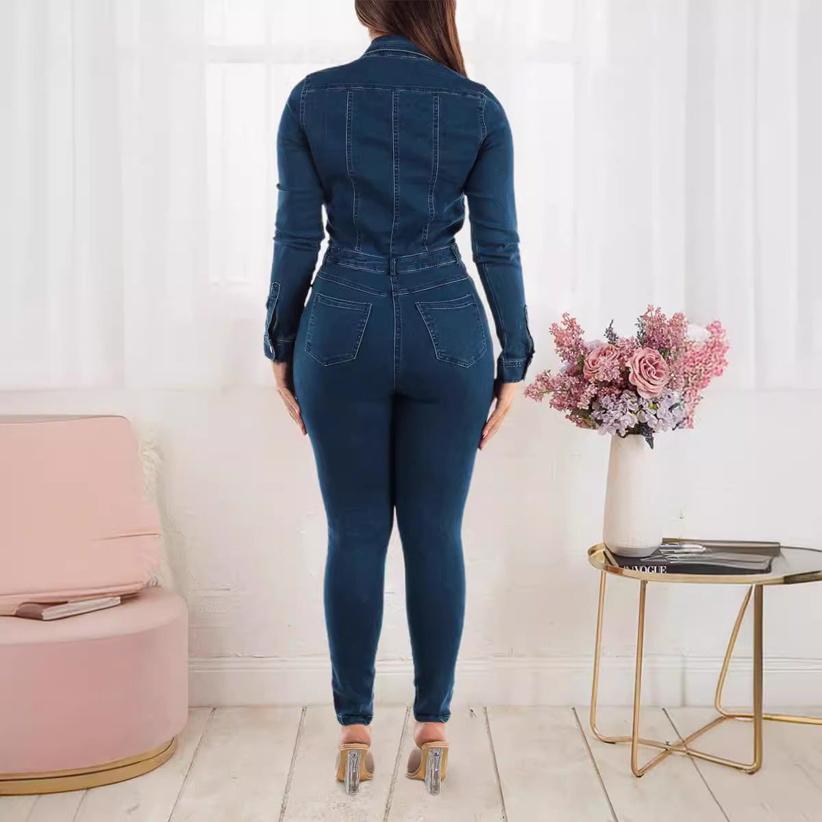 Versatile Creative Fashion Glamorous Stretch Denim Jumpsuits