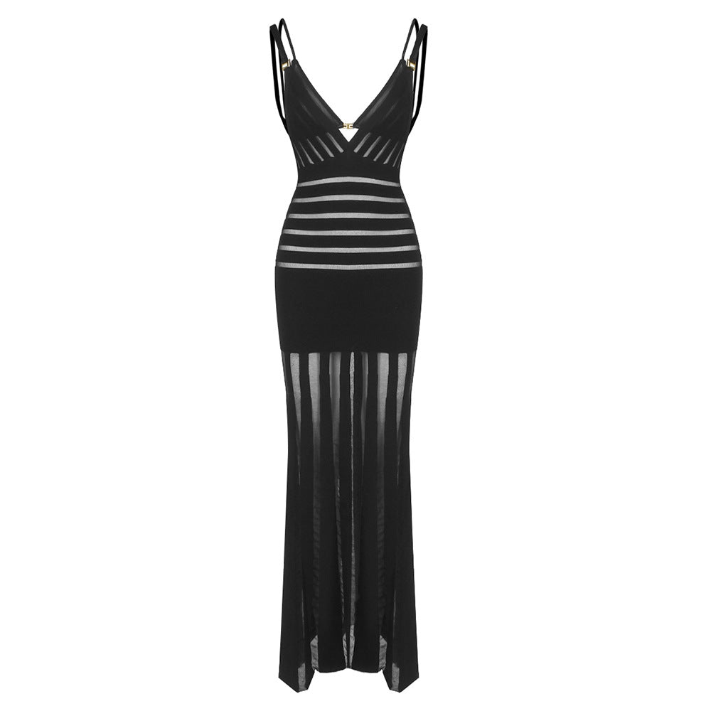 Fashion Deep Backless Nightclub Party Long Dresses