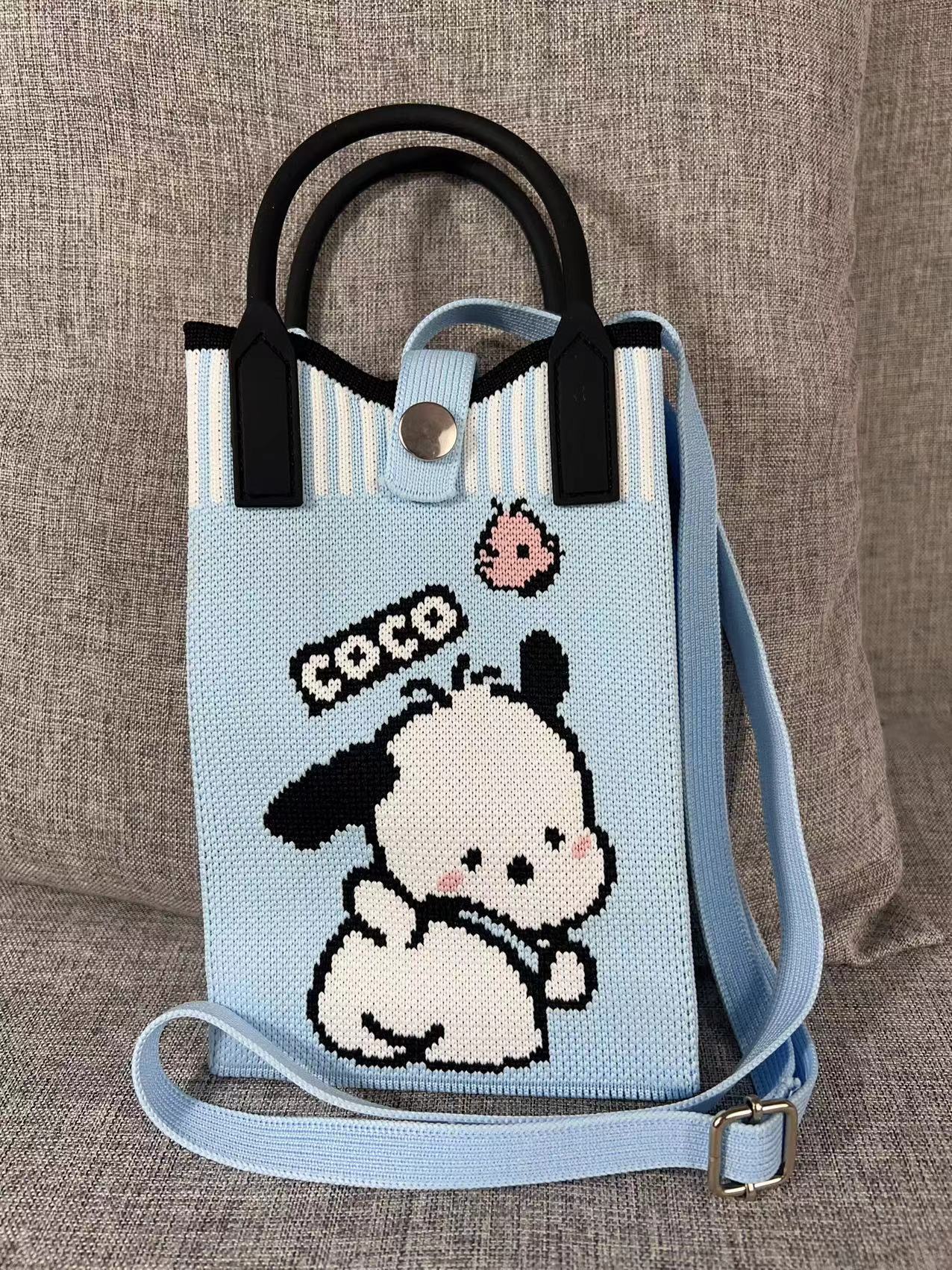 Summer Cartoon Mobile Wool Knitted Adjustable Bags