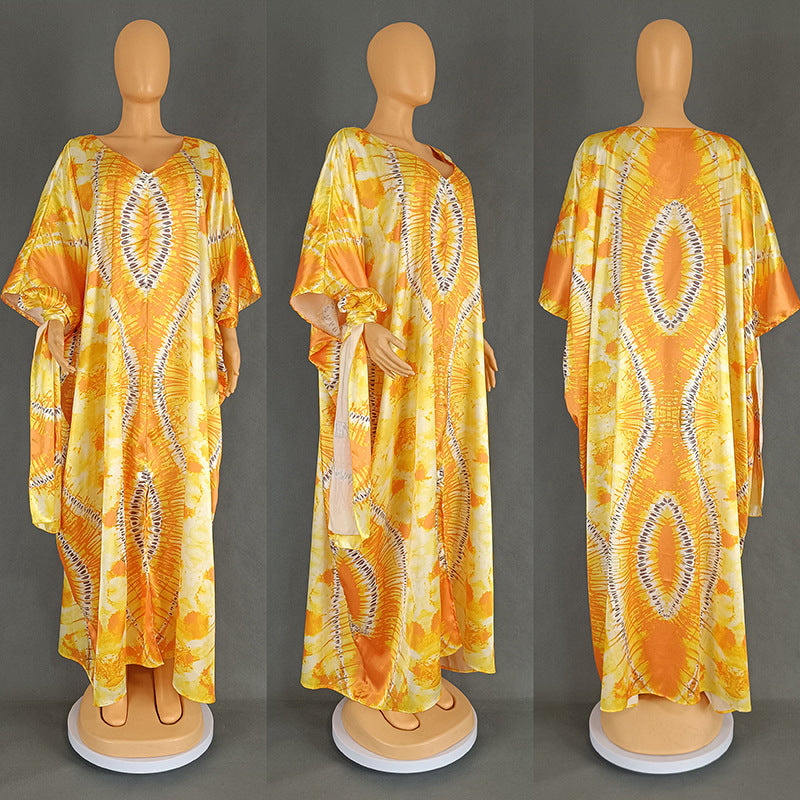 Women's African Ethnic Style Retro Gown Printed Large Swing Dresses
