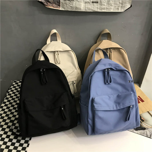 Simple Solid Color Female College Style Backpacks