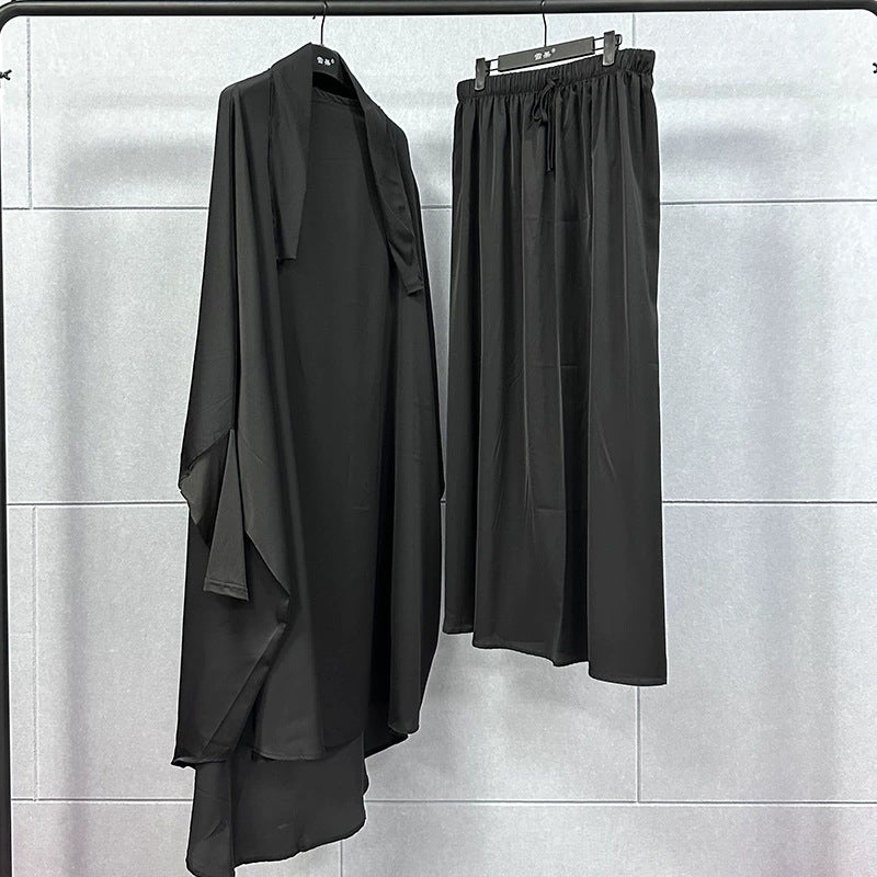 Women's Turkish Two-piece Veil Robe Solid Color Dresses