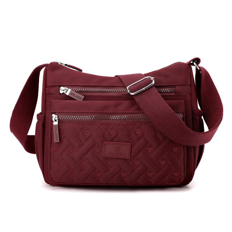 Women's Nylon Fashion Embroidered Large Capacity Multilayer Crossbody Bags