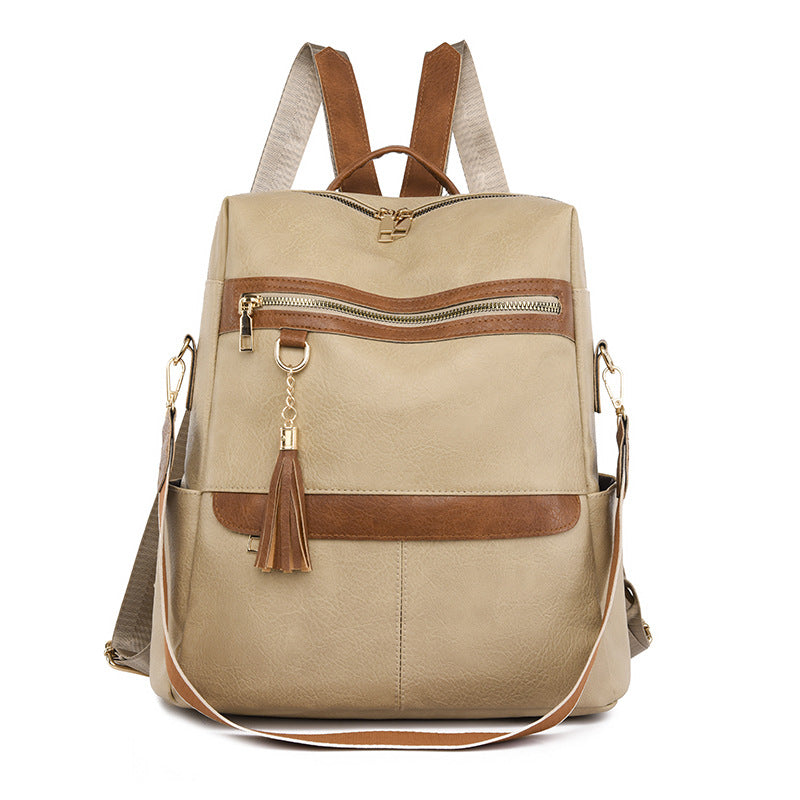 Women's Korean Fashion Solid Color Large Capacity Backpacks