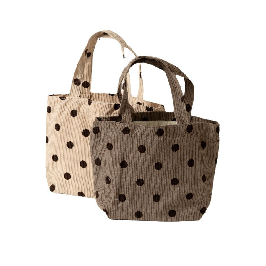 Style Corduroy Retro Woven Mummy Lunch Handbags