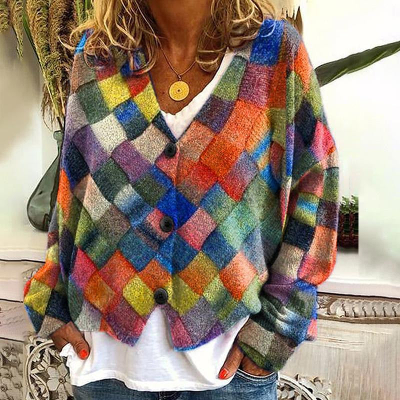 Women's Printed Wear Soft Casual Cloak Fashion Knitwear