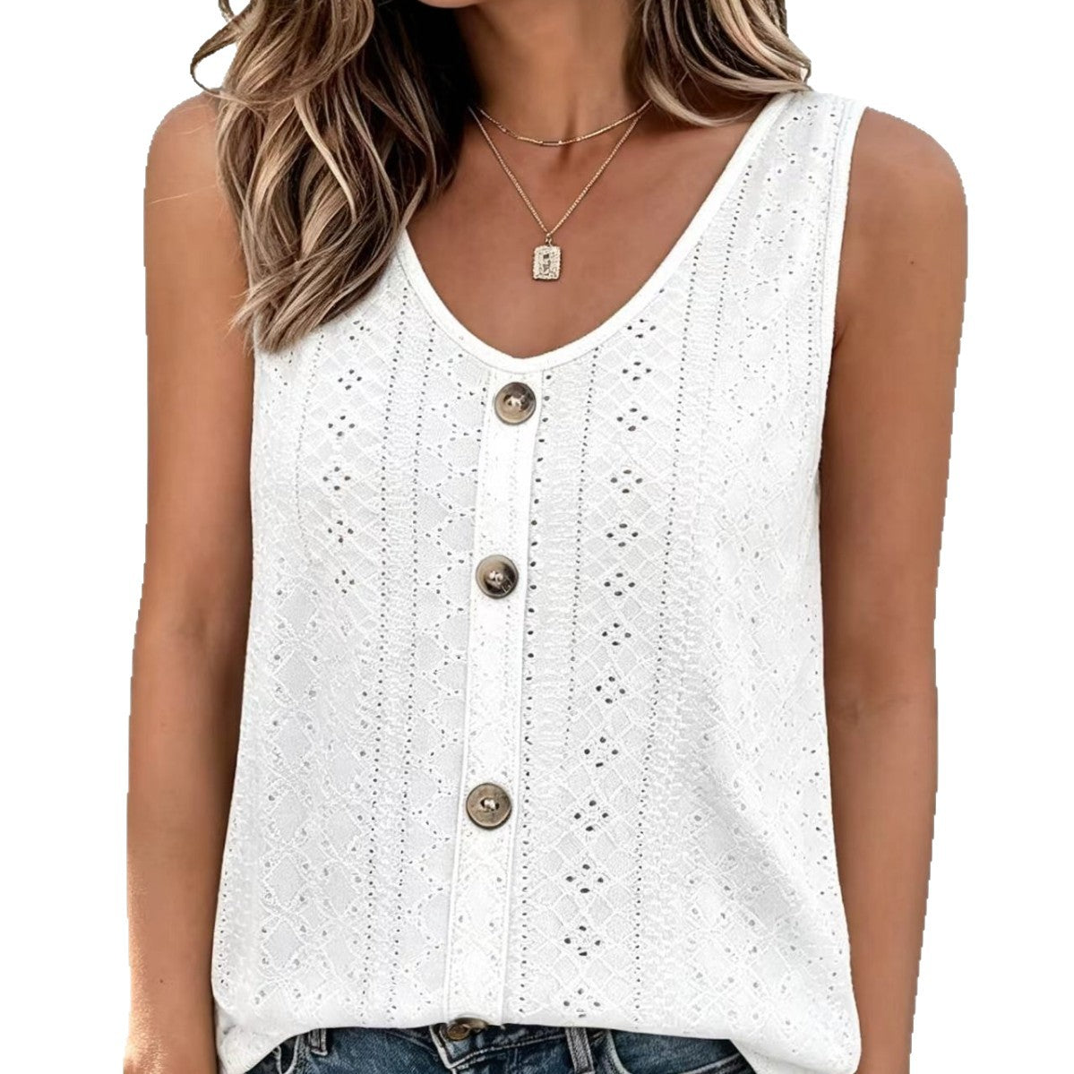 Women's Hollow Breasted Sleeveless Jacquard Summer Slimming Vests