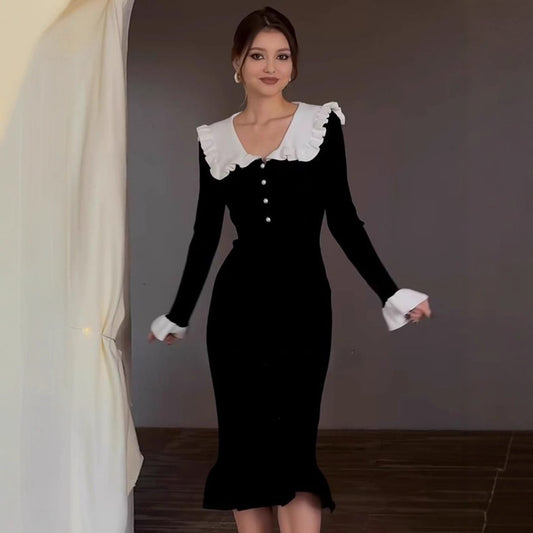 Dress Slim Fit Patchwork Elegant Knitted Skirts