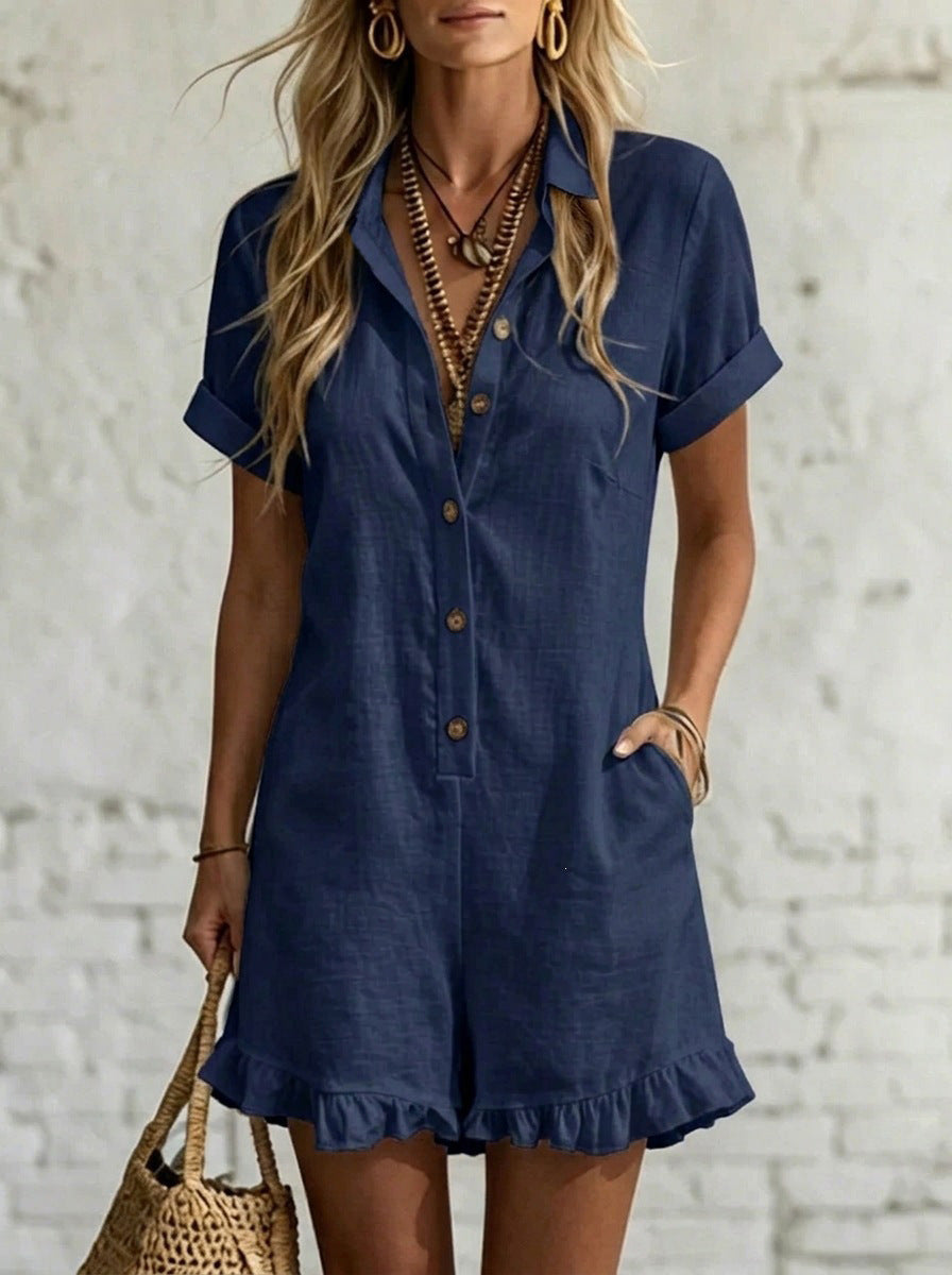 Women's Stand Collar Sleeveless Casual Loose Solid Women's Jumpsuit/clothing