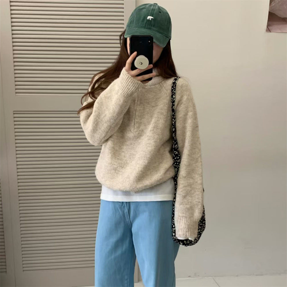 Women's Idle Soft Glutinous Loose Versatile Hooded Pullover Sweaters