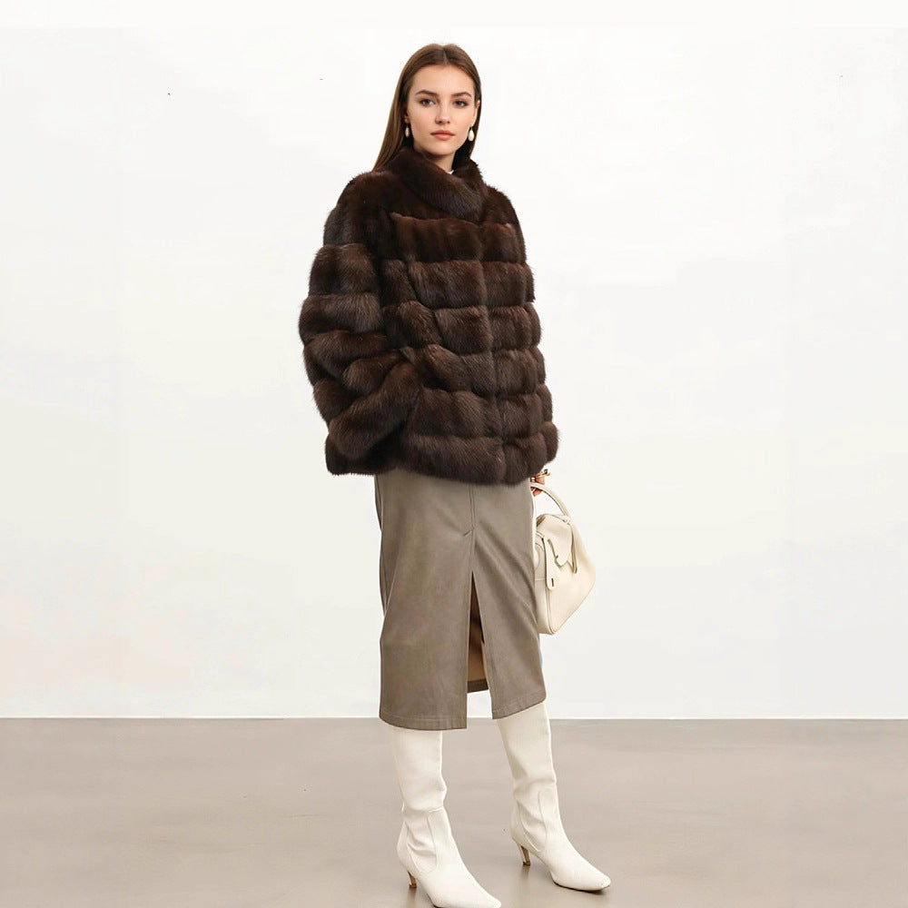 Women's Starry Russian Zibeline Artificial Fur Fashion Coats