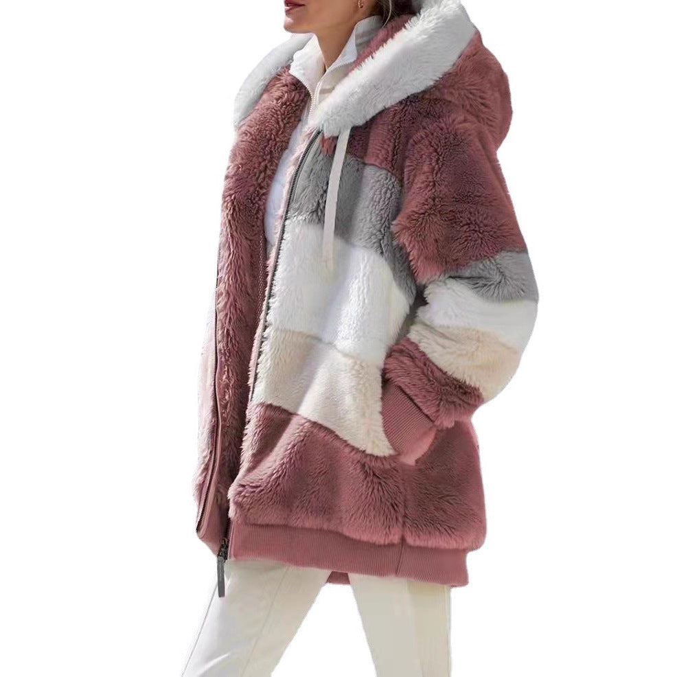 Women's Loose-fitting Long Sleeve Plush Hooded Sweaters