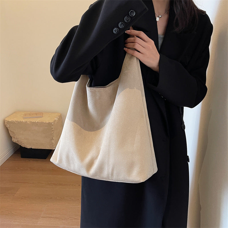 Women's Retro Soft Suede Bread Popular Large Tote Bags