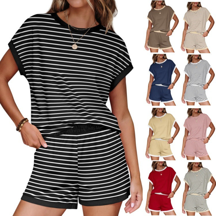 Women's Summer Round Neck Loose Pajamas Fashion Casual Suit