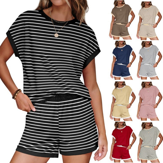 Women's Summer Round Neck Loose Pajamas Fashion Casual Suit