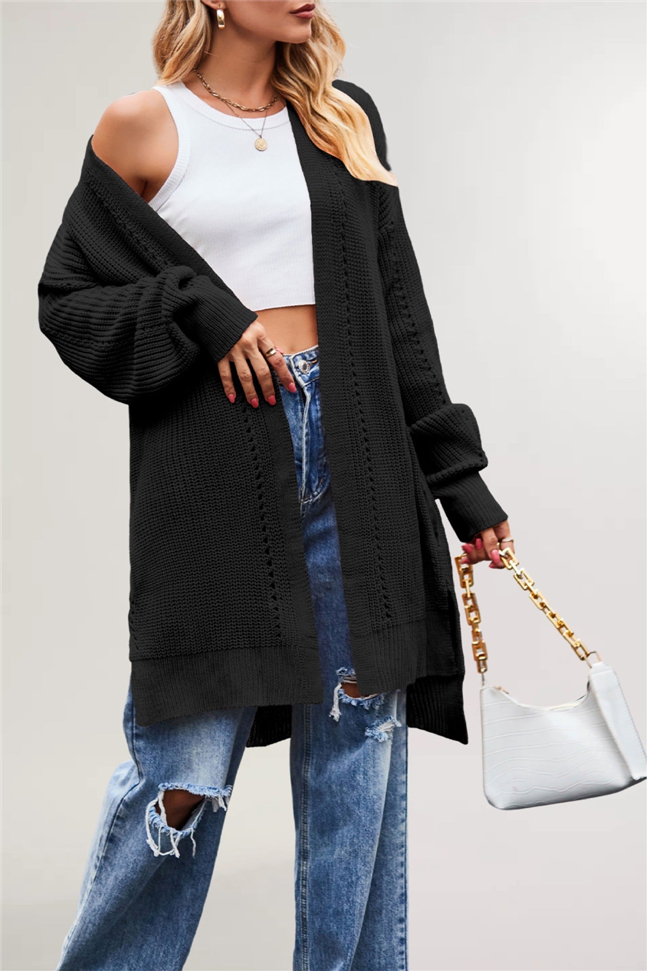 Women's Winter Autumn Solid Color Baggy Pocket Sweaters