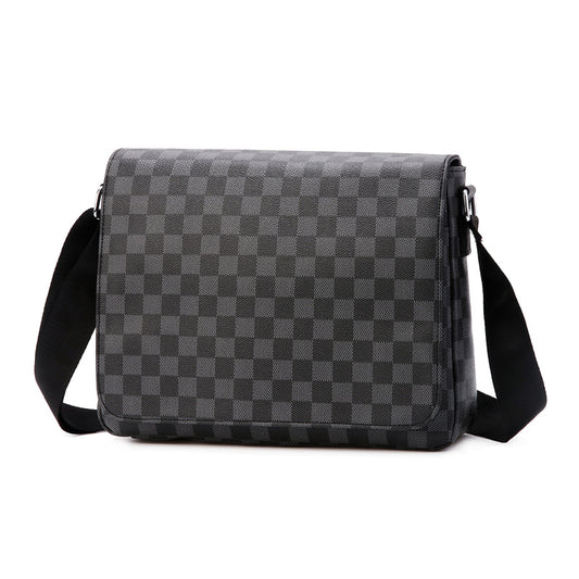 Men's Versatile High-grade Plaid Flip Horizontal Men's Shoulder Bags