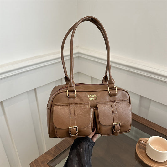 Retro British College Style Portable Bowling Female Autumn Underarm Shoulder Bags