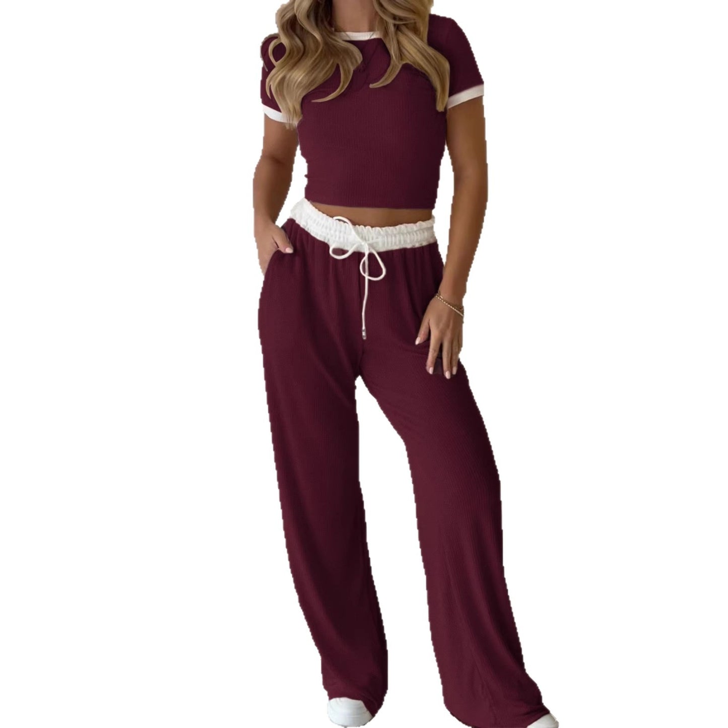 Women's Short-sleeved Commuter Sportswear Two-piece Home Wear Pants