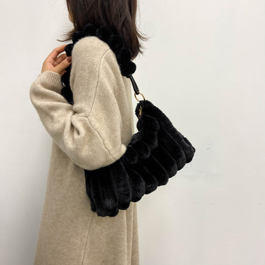 Women's Plush Fashion Simple Korean Style Temperament Tote Bags