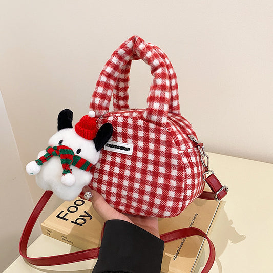 Women's Cute Plush Sweet Cool Christmas Portable Crossbody Bags