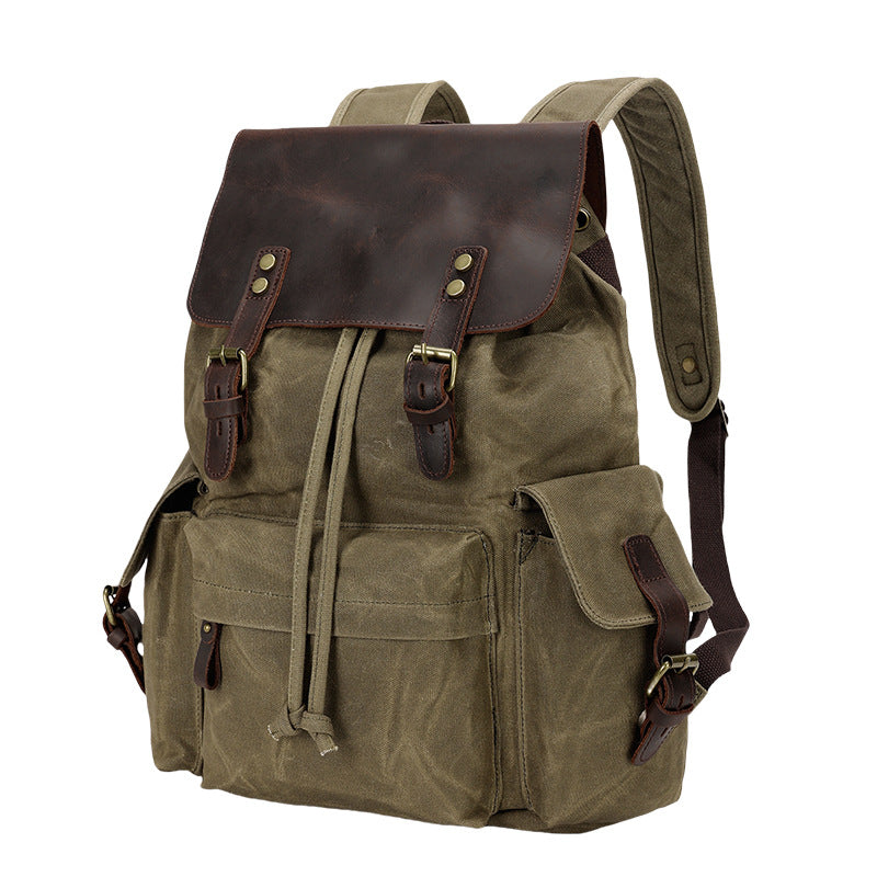 Leather Canvas Trend Computer Waterproof Oil Backpacks