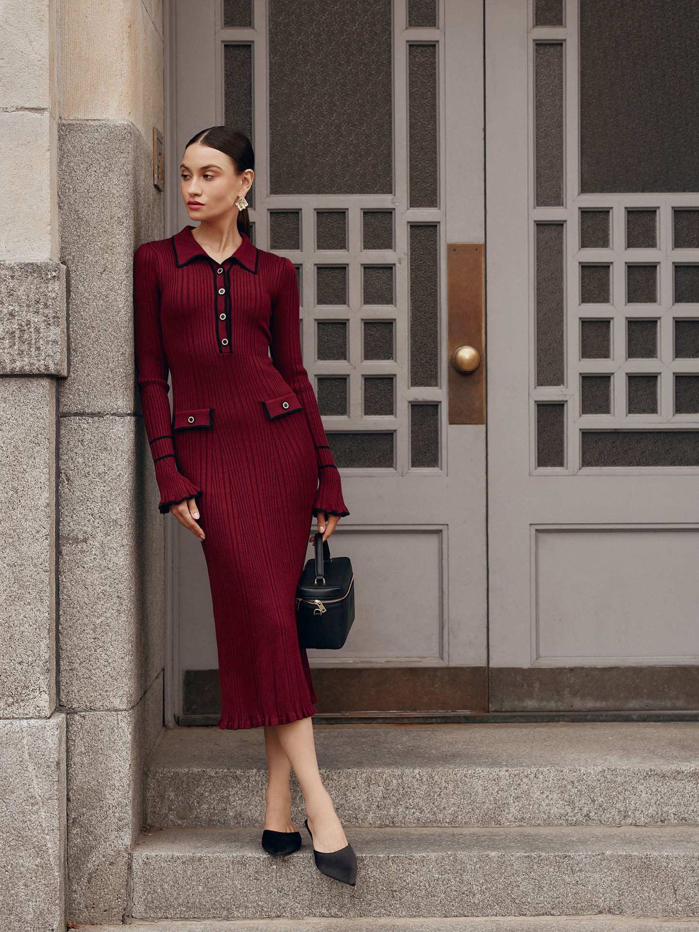 Entry Lux Ruffled Knitted Dress Woolen Skirts