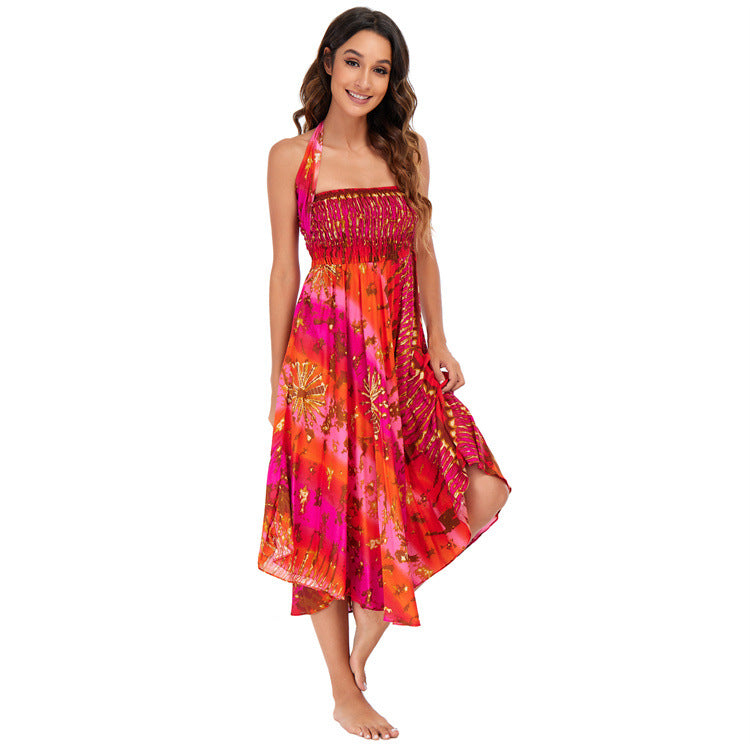 Casual Thai Vacation Big Swing Belly Skirts