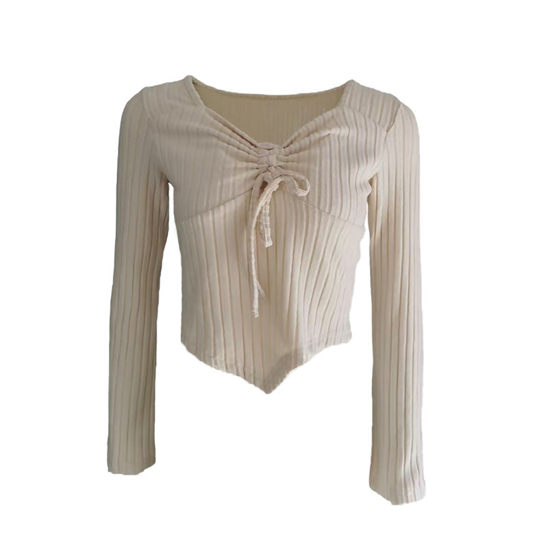 Women's Casual Solid Color Pleating Bell Sleeve Women's T-shirt