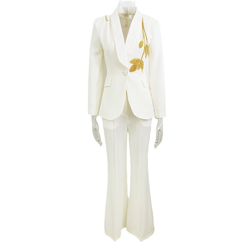 Classic Bead Slim Fit Flared Two-piece Pants