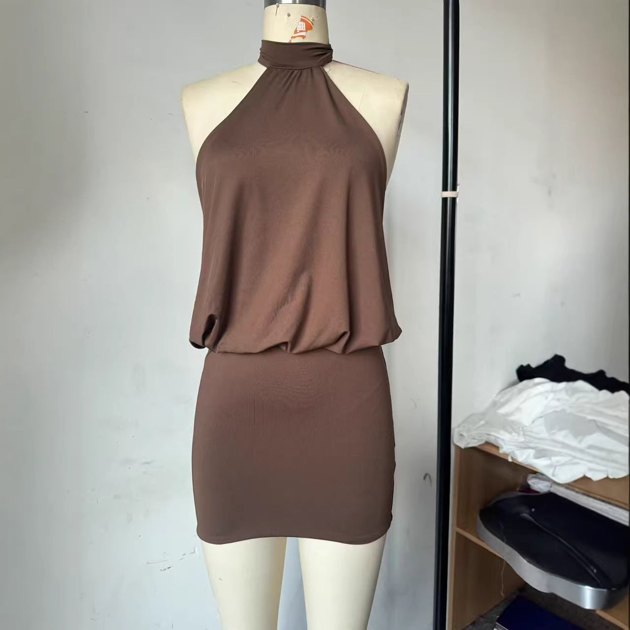 Summer Sleeveless Halter Sexy Backless Skinny Dress